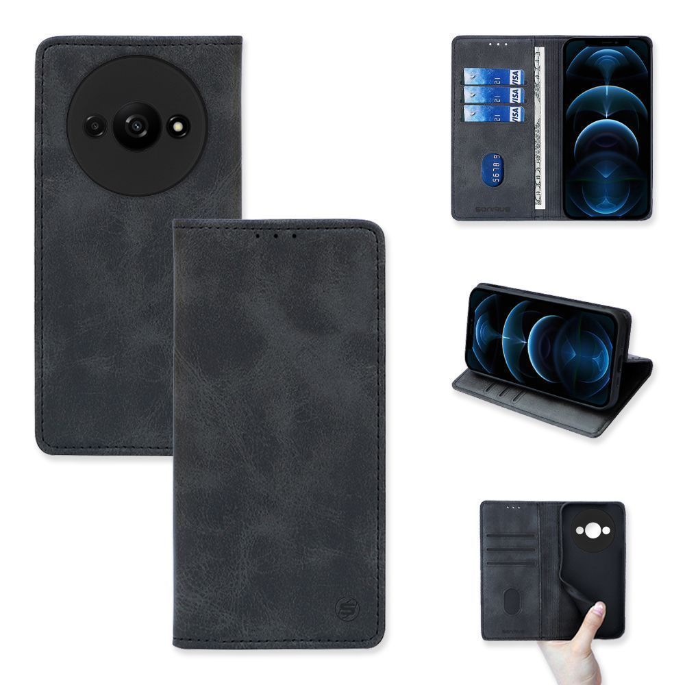 Θήκη Πορτοφόλι Vintage Magnet Wallet Sonique Xiaomi Redmi A3 / Redmi A3x Μαύρο