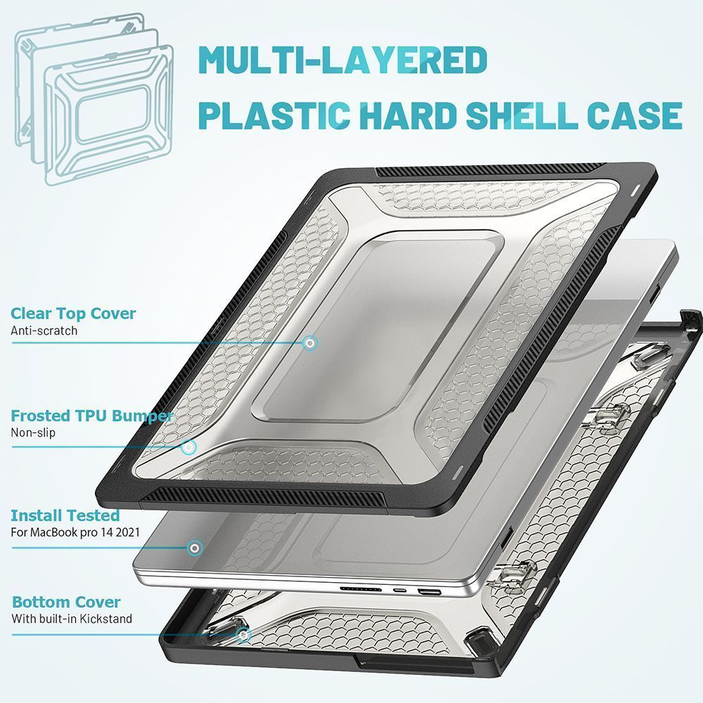 Θήκη για MacBook Sonique Icy Guardian με Βάση Στήριξης Apple Mac Book Pro 14" 2021/2023 Μαύρο