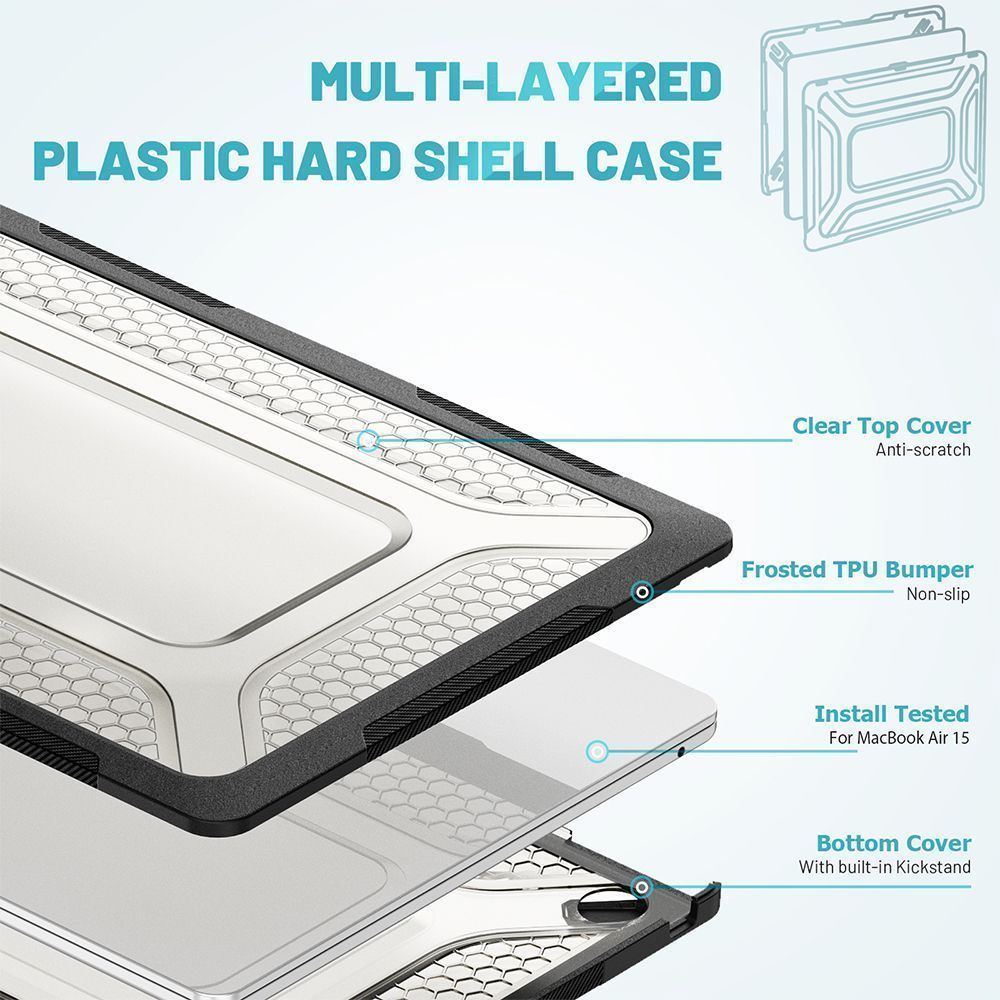 Θήκη για MacBook Sonique Icy Guardian με Βάση Στήριξης Apple MacBook Air 15" (15.3") 2023 Μαύρο