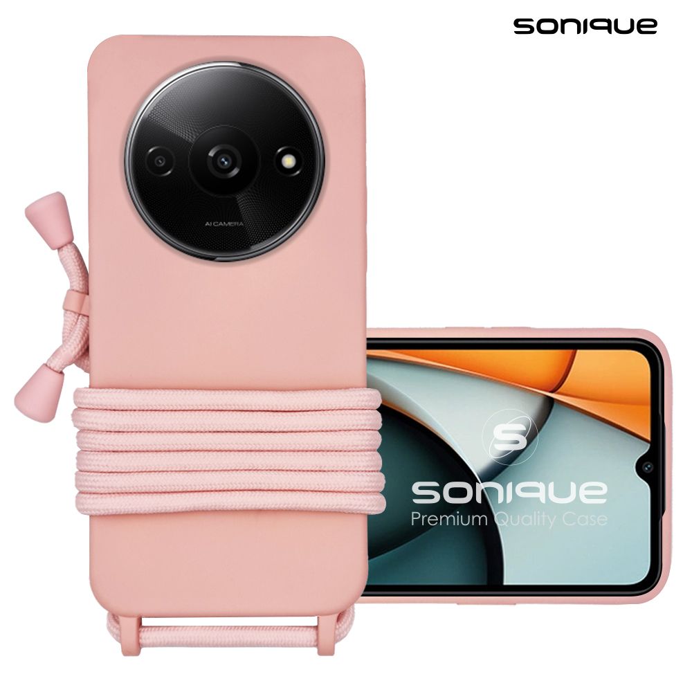 Θήκη Σιλικόνης με Κορδόνι CarryHang Sonique Xiaomi Redmi A3 / Redmi A3x Ροζ