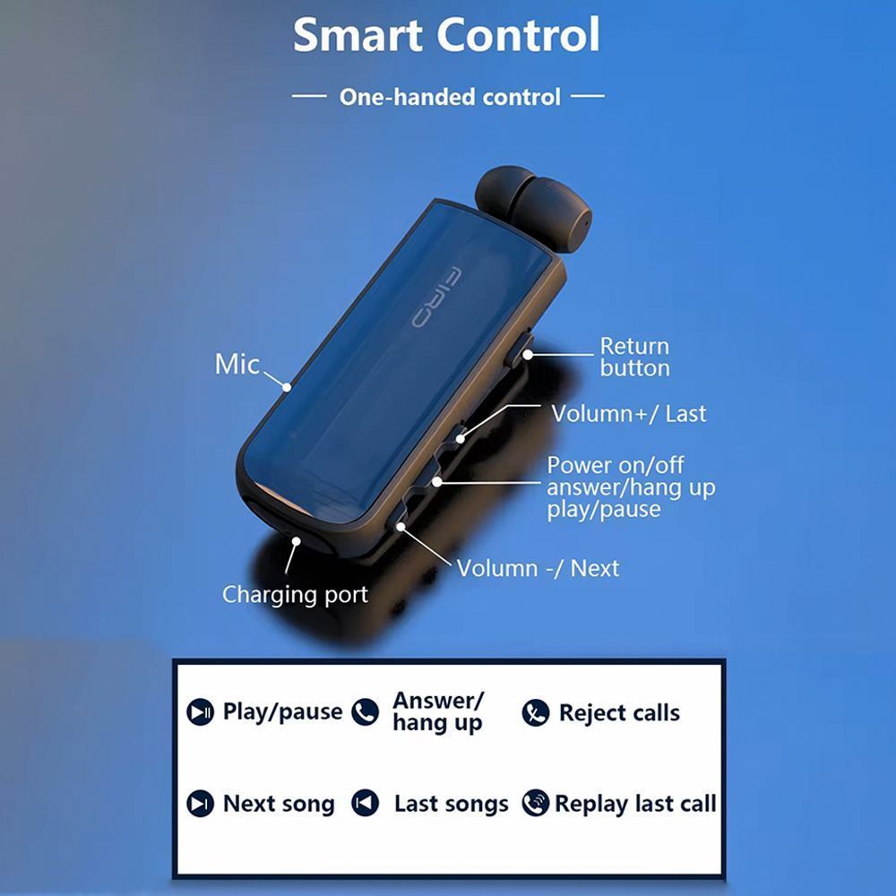 Ακουστικό Bluetooth Firo H16 Retractable V5.2 Μαύρο