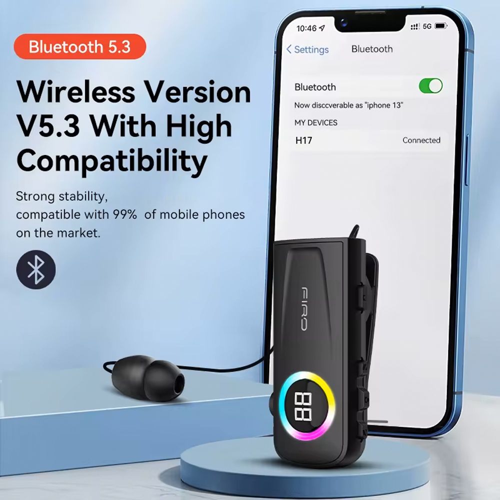 Ακουστικό Bluetooth Firo H17 Retractable V5.3 Μαύρο