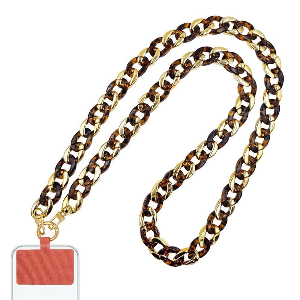 Κολιέ Λουράκι Sonique Golden Charm Ακρυλικό 120cm για Κινητό Καφέ