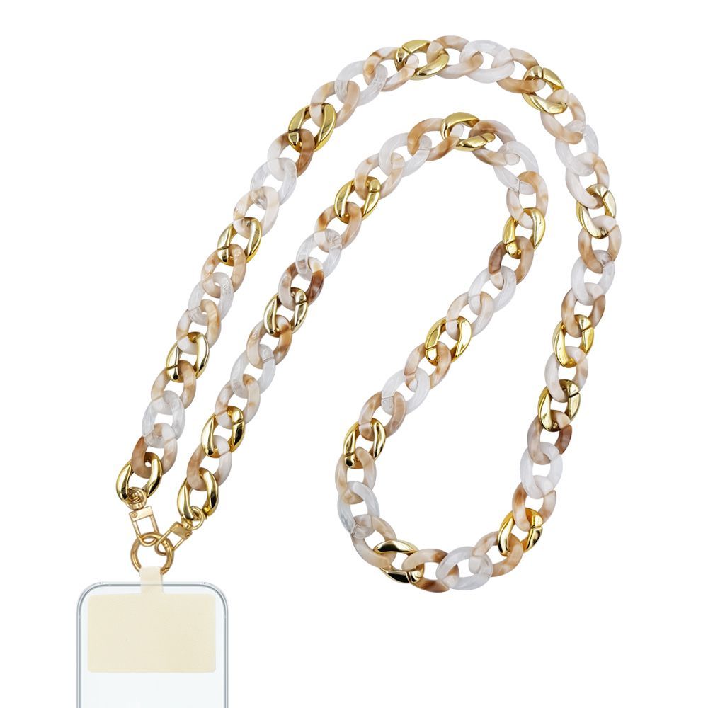 Κολιέ Λουράκι Sonique Golden Charm Ακρυλικό 120cm για Κινητό Μπεζ
