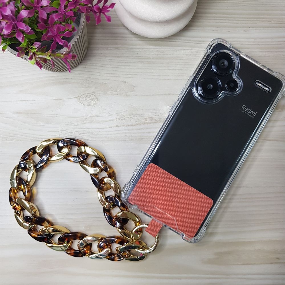 Βραχιόλι Λουράκι Sonique Golden Charm Ακρυλικό 30cm για Κινητό Καφέ