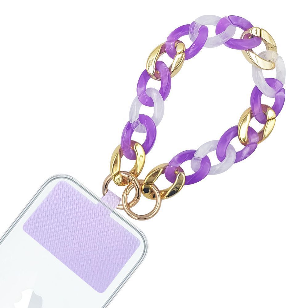 Βραχιόλι Λουράκι Sonique Golden Charm Ακρυλικό 30cm για Κινητό Λιλά