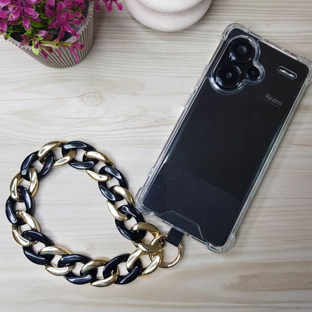 Βραχιόλι Λουράκι Sonique Golden Charm Ακρυλικό 30cm για Κινητό Μαύρο
