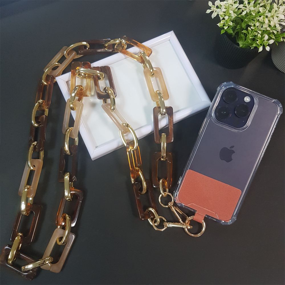 Κολιέ Λουράκι Sonique Elegant Ακρυλικό 115cm για Κινητό Καφέ