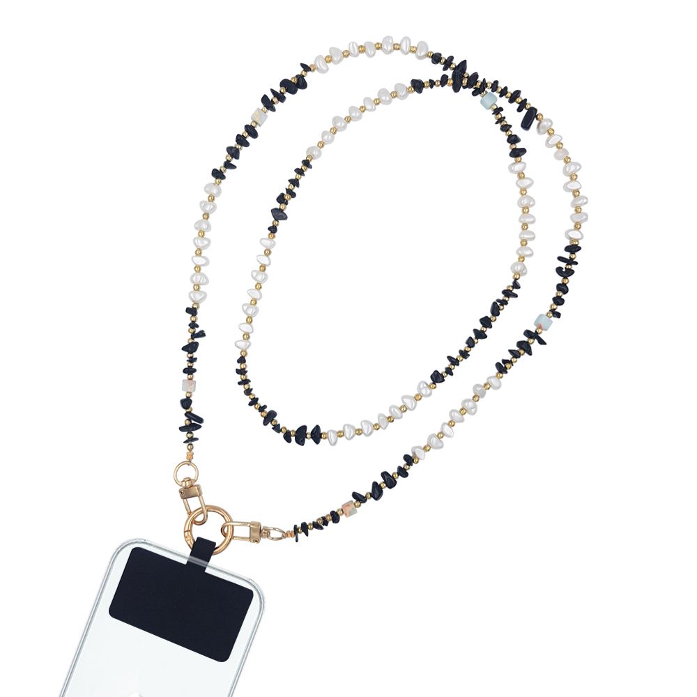 Κολιέ Λουράκι Sonique Gemstone από Πέτρα &amp; Ακρυλικό 120cm για Κινητό Μαύρο