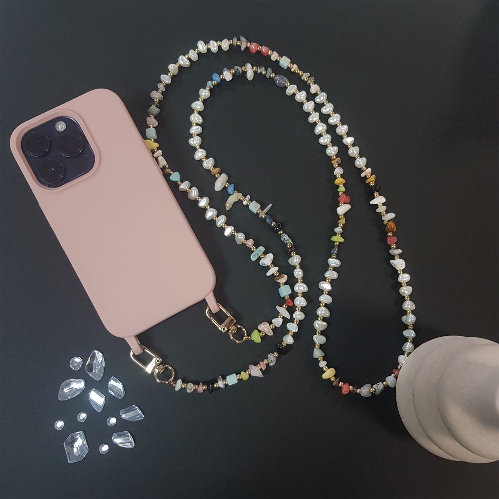 Κολιέ Λουράκι Sonique Gemstone από Πέτρα &amp; Ακρυλικό 120cm για Κινητό Πολύχρωμο