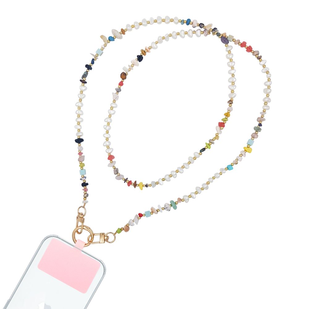 Κολιέ Λουράκι Sonique Gemstone από Πέτρα &amp; Ακρυλικό 120cm για Κινητό Πολύχρωμο