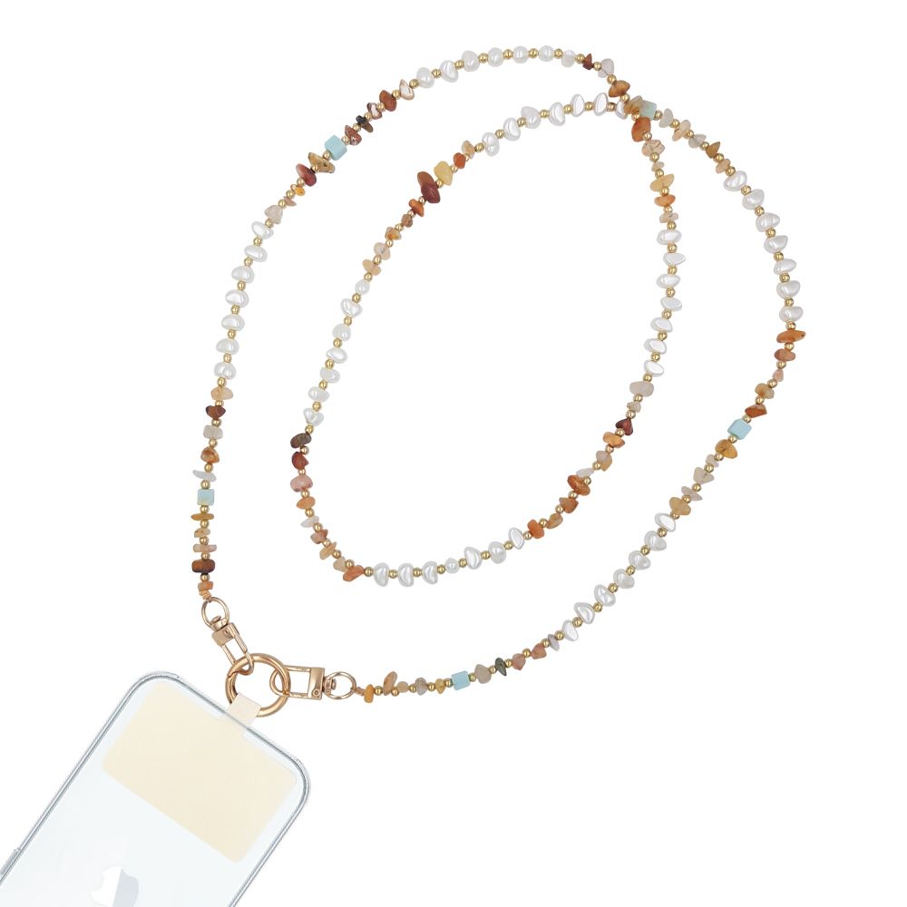 Κολιέ Λουράκι Sonique Gemstone από Πέτρα &amp; Ακρυλικό 120cm για Κινητό Πορτοκαλί