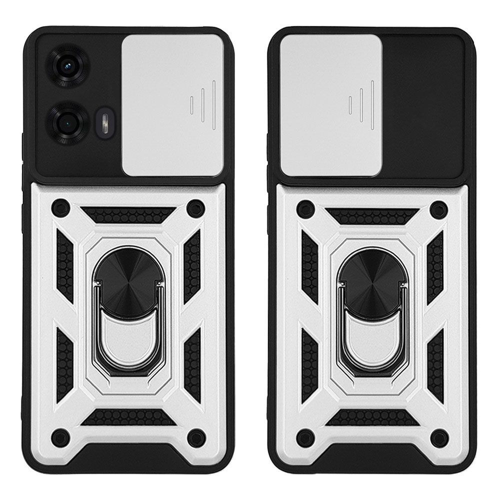 Θήκη Ring Armor CamPro Sonique για Motorola Moto G04 4G / Moto G04s 4G / Moto G24 4G / Moto G24 4G Power / Moto E14 4G Ασημί