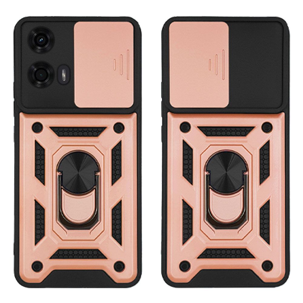 Θήκη Ring Armor CamPro Sonique για Motorola Moto G04 4G / Moto G04s 4G / Moto G24 4G / Moto G24 4G Power / Moto E14 4G Ροζ Χρυσό