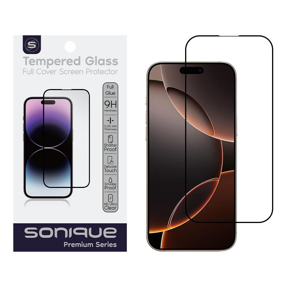Hardy Glass Sonique Premium Series HD Full Cover 9H Apple iPhone 16 Pro / iPhone 17 Μαύρο