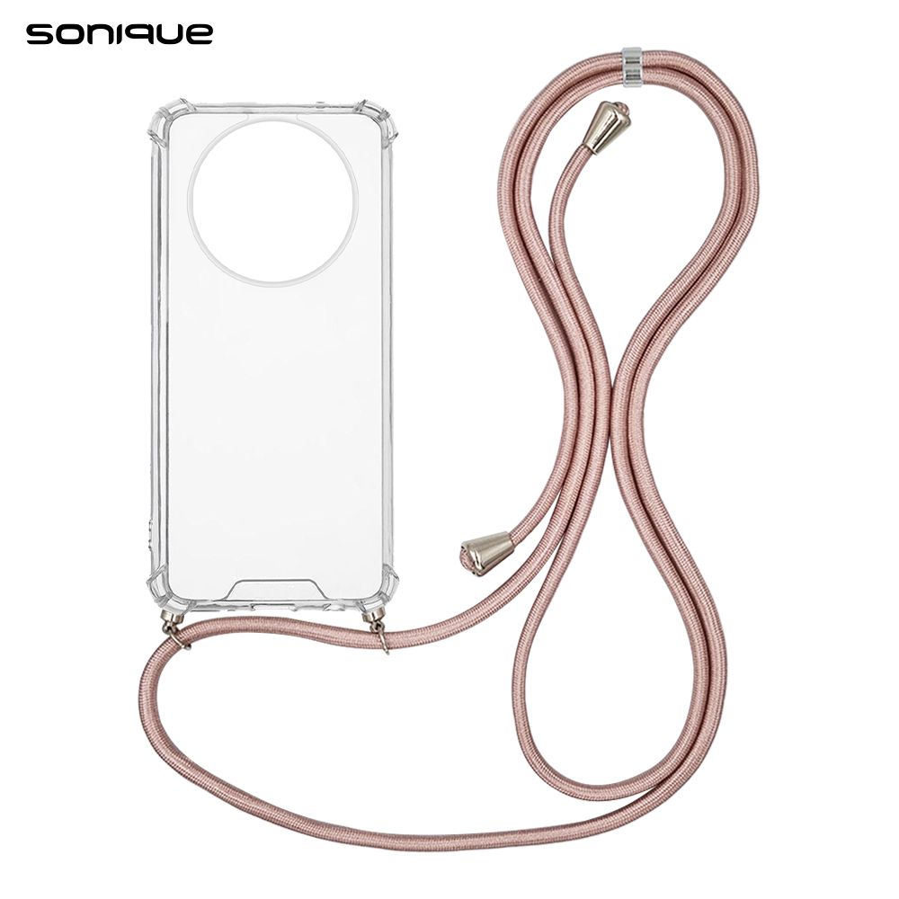 Θήκη Σιλικόνης με Κορδόνι Sonique Armor Clear Realme 11 Pro 5G / Realme 11 Pro Plus 5G Ροζ Χρυσό Σατινέ