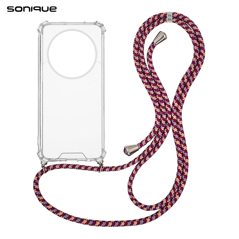 Θήκη Σιλικόνης με Κορδόνι Sonique Armor Clear Realme 12 Pro 5G / Realme 12 Pro Plus 5G Rainbow Μπορντό