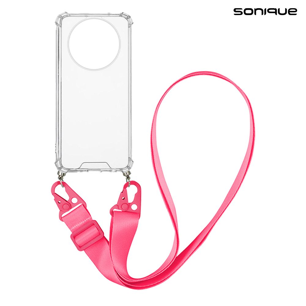 Θήκη Σιλικόνης με Strap Sonique Armor Clear Realme 11 Pro 5G / Realme 11 Pro Plus 5G Φούξια