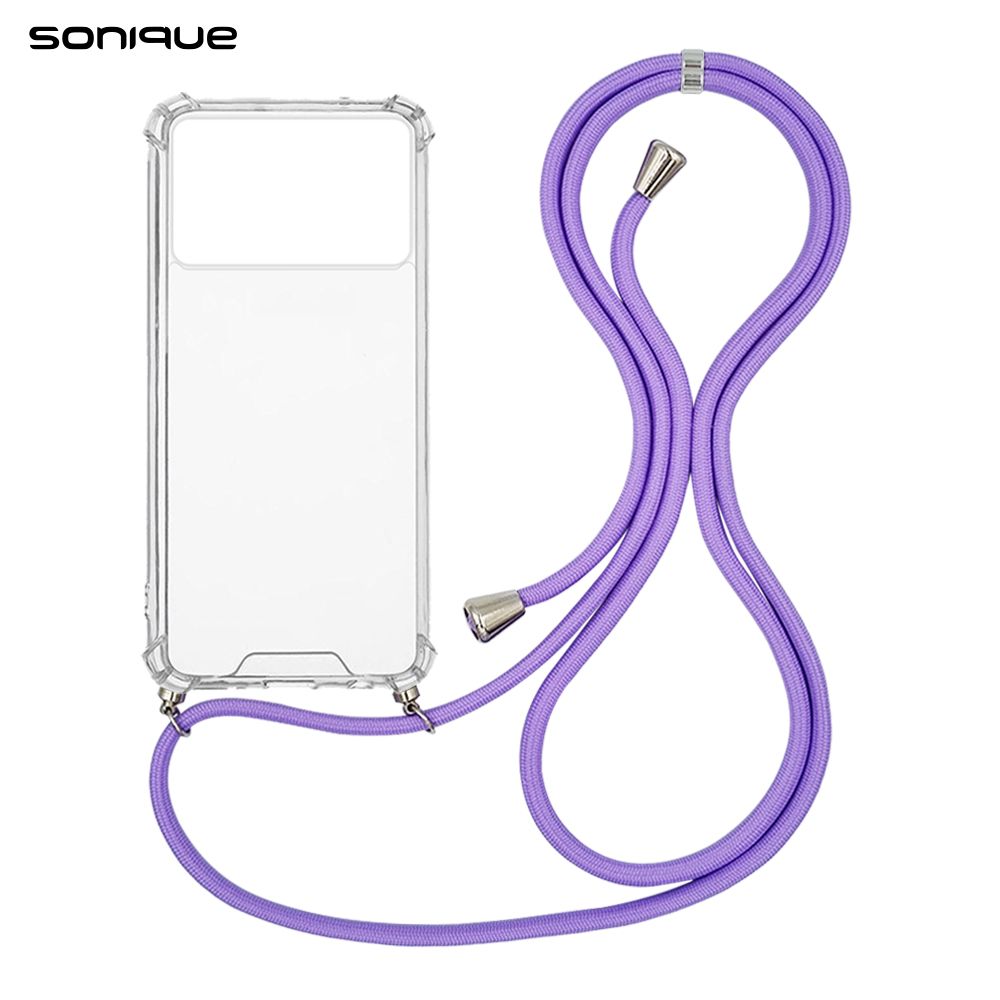 Θήκη Σιλικόνης με Κορδόνι Sonique Armor Clear Xiaomi Poco X6 Pro 5G Λιλά