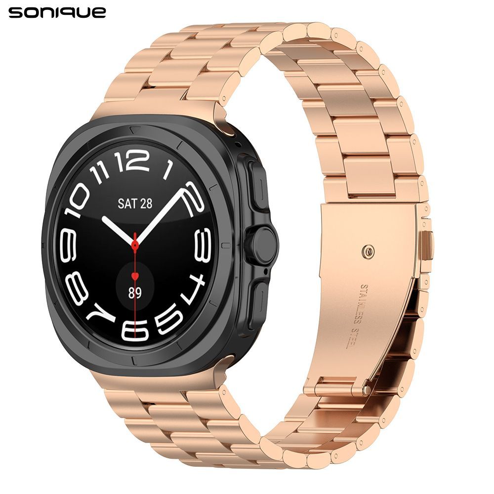 Λουράκι Stainless Steel Bracelet Sonique Classic για Samsung Galaxy Watch 7 Ultra / Watch 8 Ultra (47mm) Ροζ Χρυσό