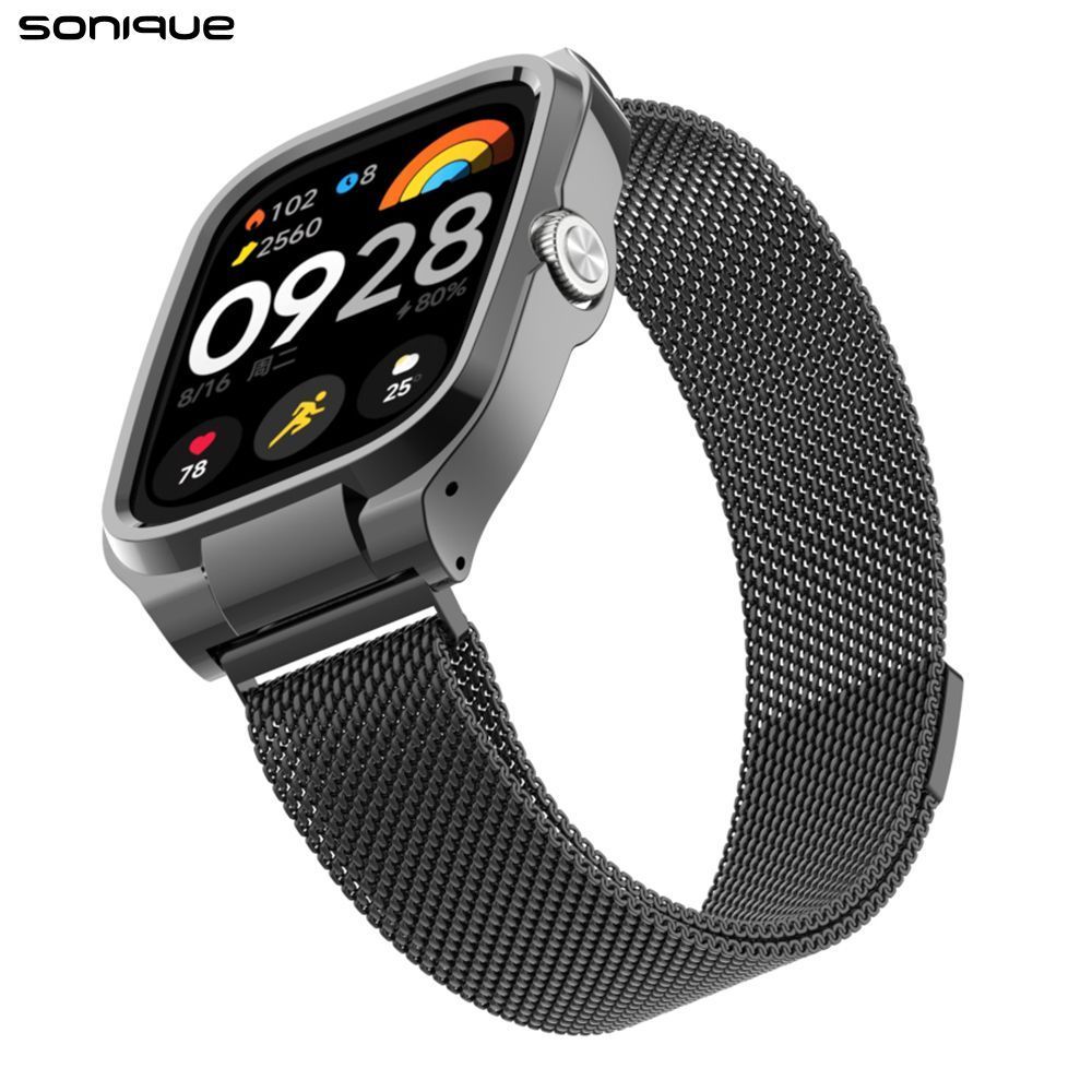 Λουράκι Stainless Steel Milanese Classic Sonique για Xiaomi Redmi Watch 4/5/6/6 Lite/6 Active/Smart Band 8 Pro/9 Pro/10 Pro Μαύρο