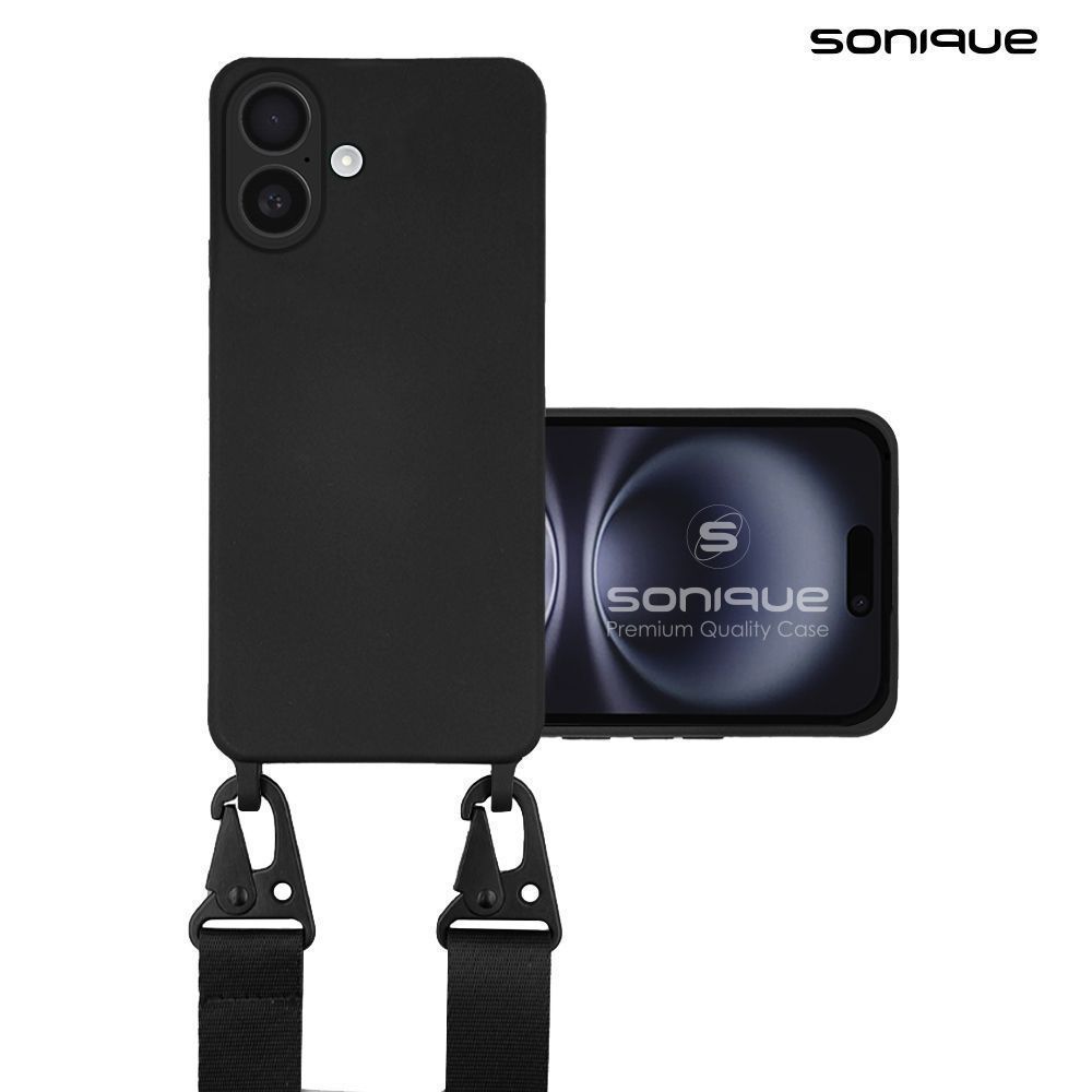 Θήκη Σιλικόνης με Strap CarryHang Sonique Apple iPhone 16 Μαύρο