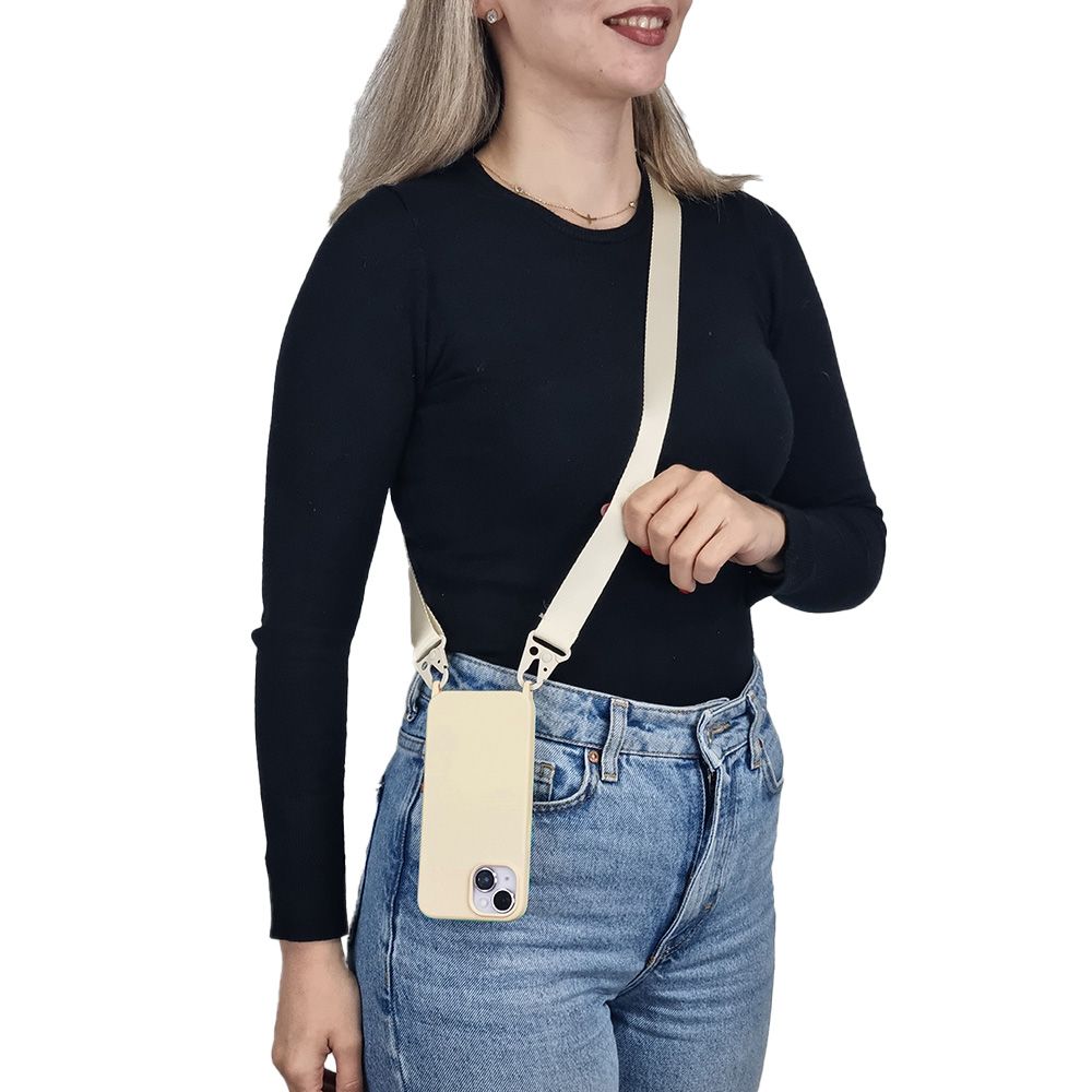Θήκη Σιλικόνης με Strap CarryHang Sonique Apple iPhone 16 Pro Μπεζ