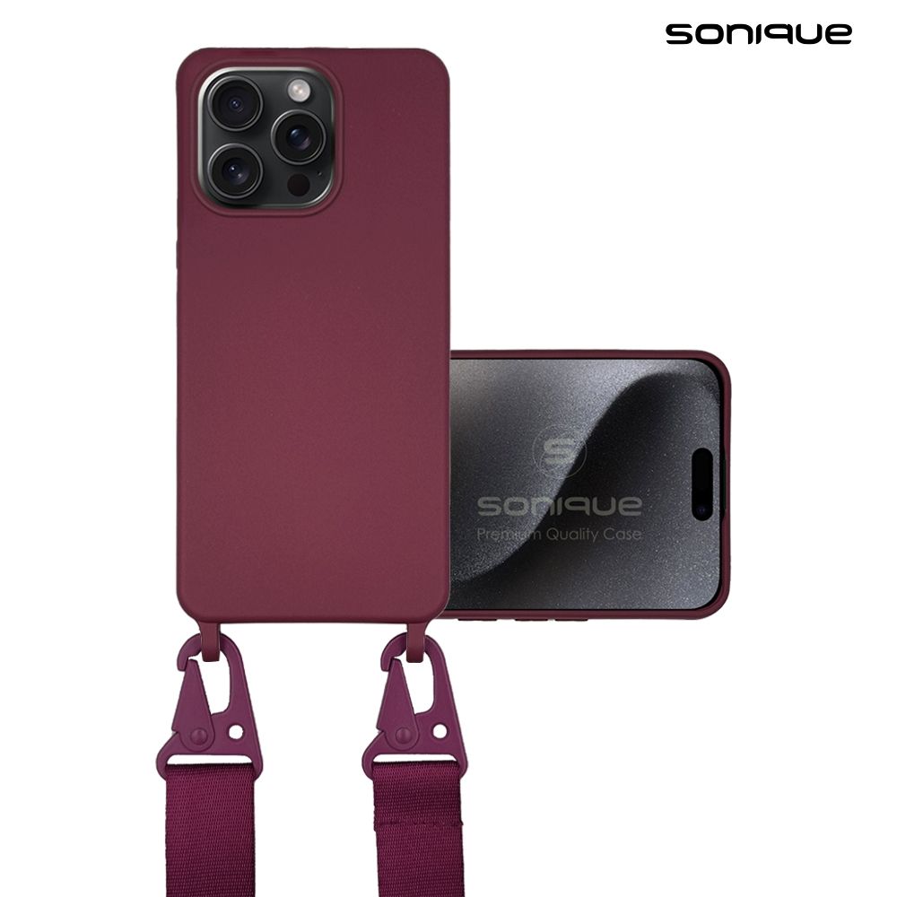 Θήκη Σιλικόνης με Strap CarryHang Sonique Apple iPhone 16 Pro Μπορντό