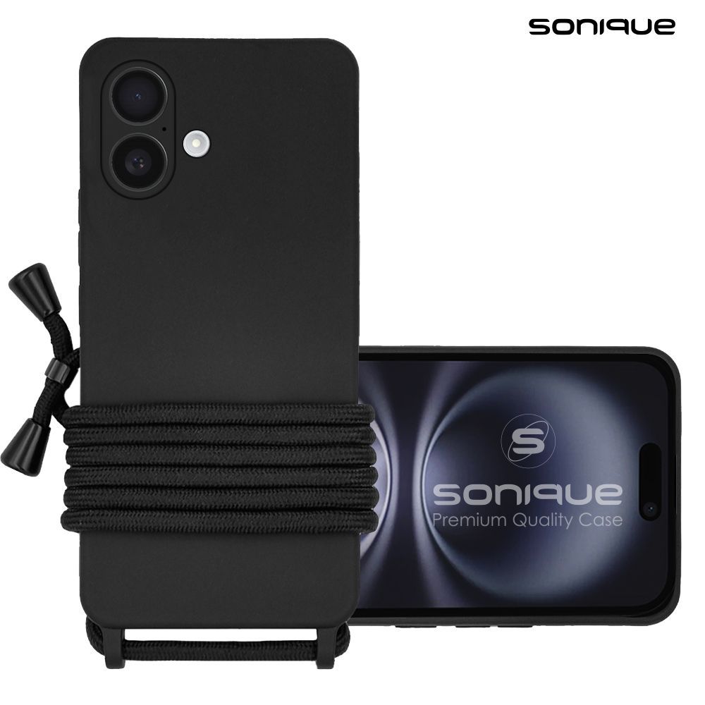 Θήκη Σιλικόνης με Κορδόνι CarryHang Sonique Apple iPhone 16 Μαύρο