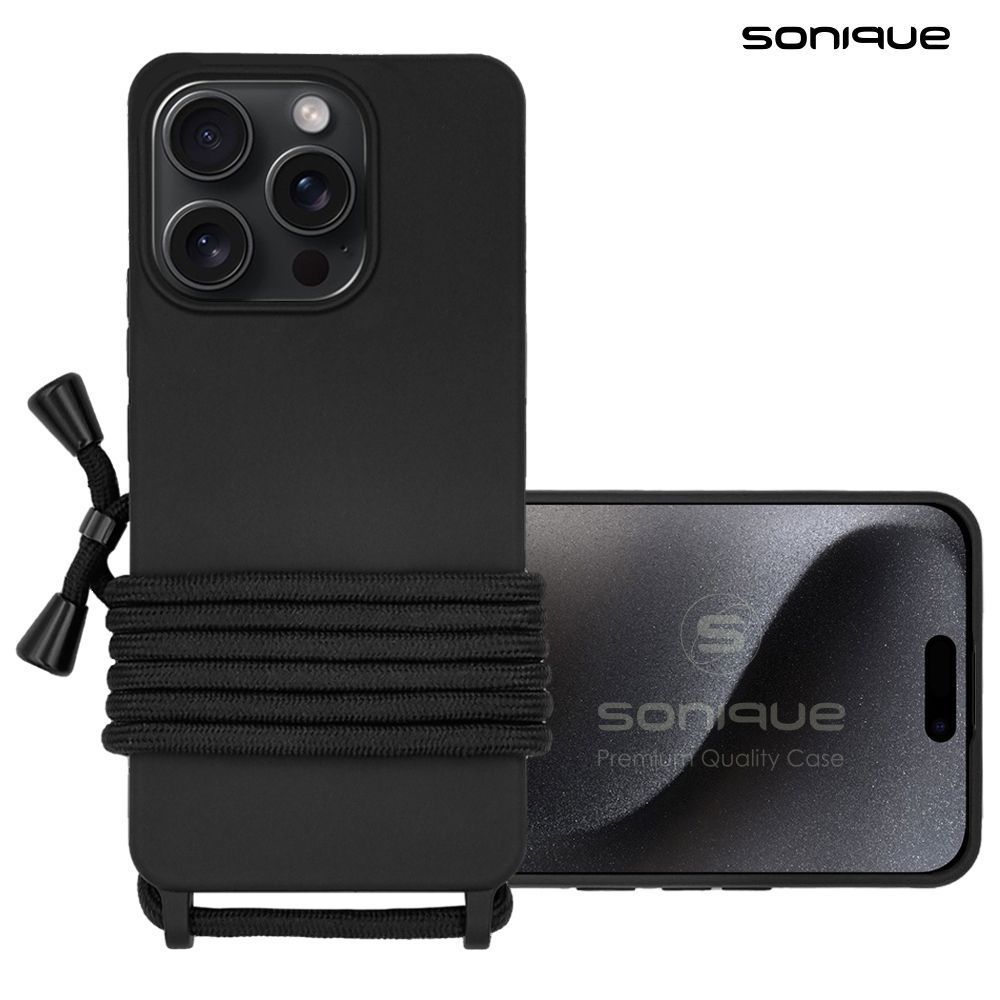 Θήκη Σιλικόνης με Κορδόνι CarryHang Sonique Apple iPhone 16 Pro Max Μαύρο