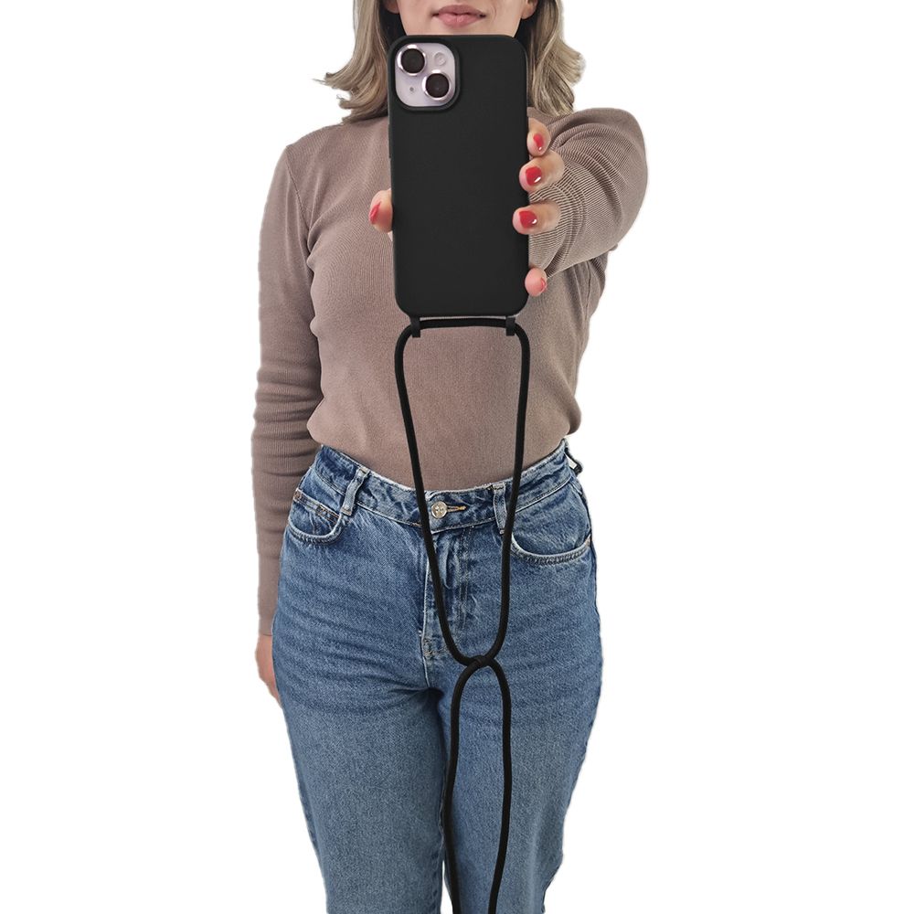 Θήκη Σιλικόνης με Κορδόνι CarryHang Sonique Apple iPhone 16 Pro Max Μαύρο