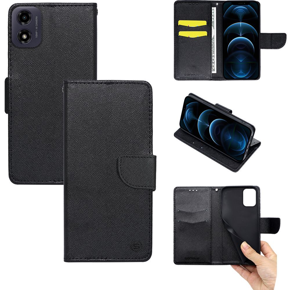 Θήκη Πορτοφόλι Sonique Trend Wallet Motorola Moto G04 4G / Moto G04s 4G / Moto G24 4G / Moto G24 4G Power / Moto E14 4G Μαύρο