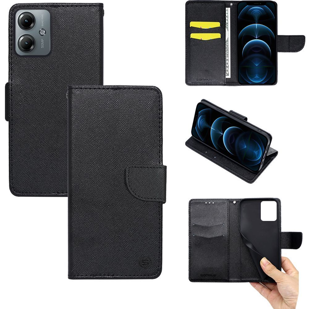 Θήκη Πορτοφόλι Sonique Trend Wallet Motorola Moto G14 4G / Moto G54 5G / Moto G54 5G Power Μαύρο