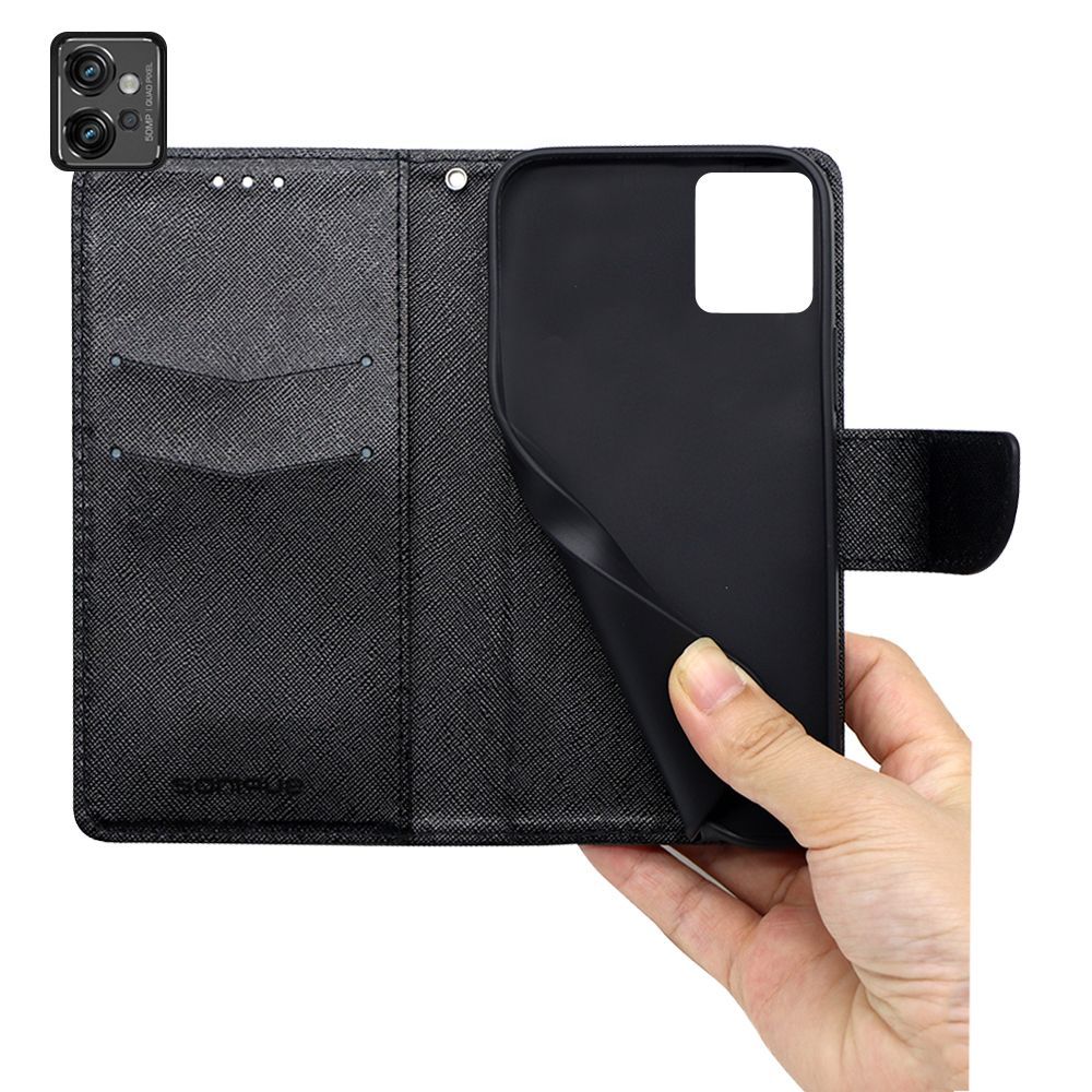 Θήκη Πορτοφόλι Sonique Trend Wallet Motorola Moto G32 Μαύρο