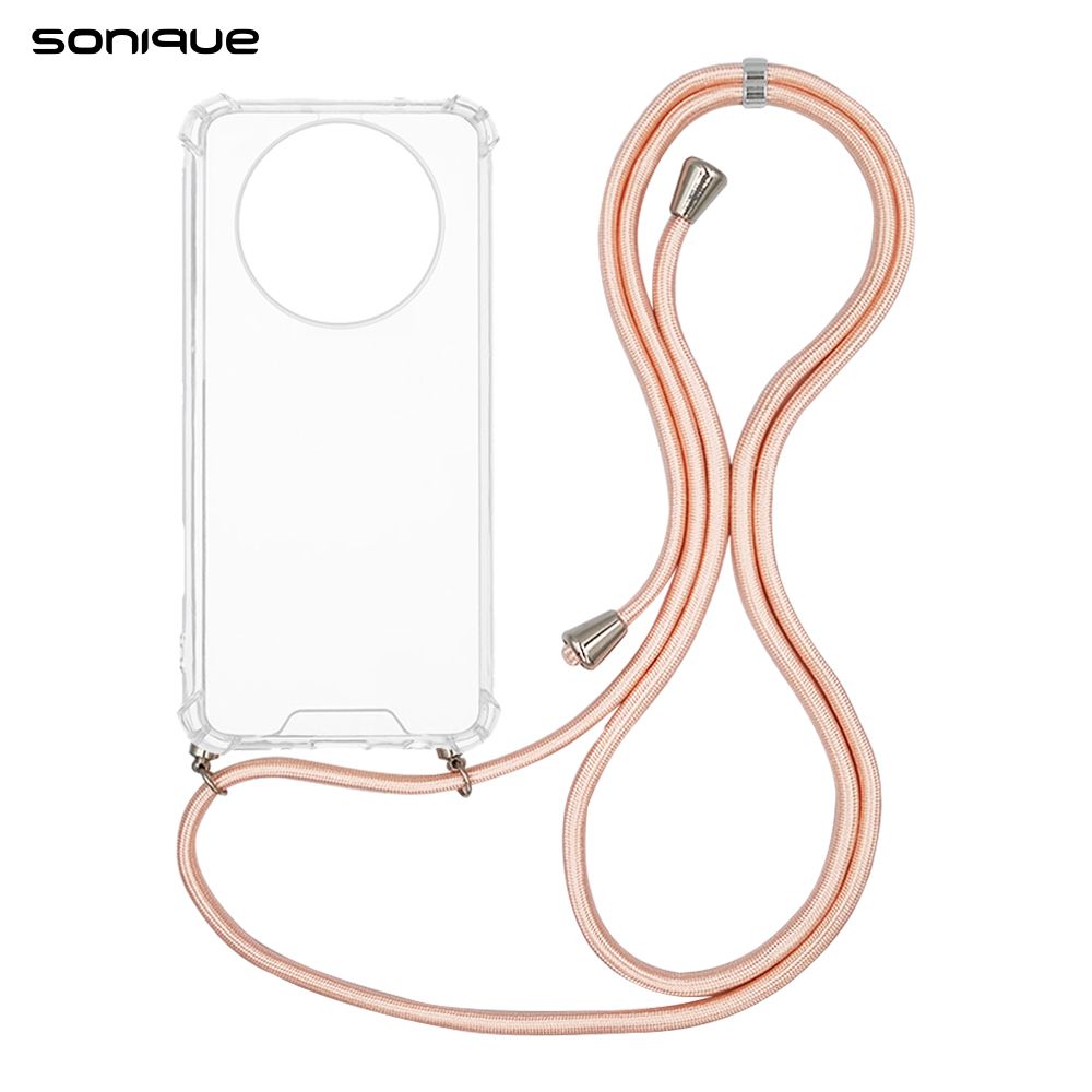 Θήκη Σιλικόνης με Κορδόνι Sonique Armor Clear Realme 12 5G / Realme 12x Ροζ Σατινέ