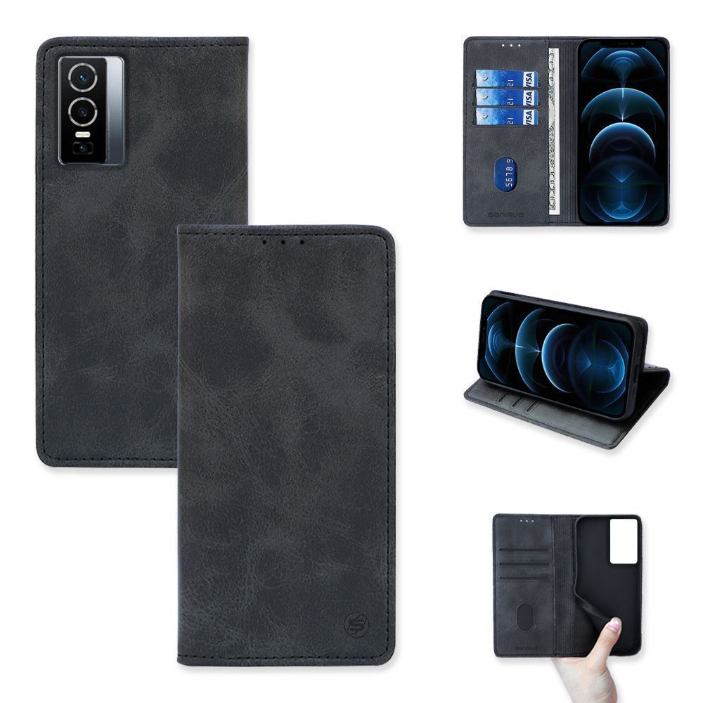 Θήκη Πορτοφόλι Vintage Magnet Wallet Sonique VIVO Y74s / VIVO Y76 5G Μαύρο