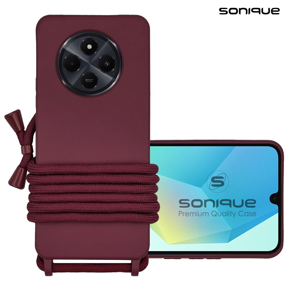 Θήκη Σιλικόνης με Κορδόνι CarryHang Sonique Xiaomi Redmi 14C 4G / Poco C75 4G / Redmi A4 5G / Redmi 17C 4G Μπορντό