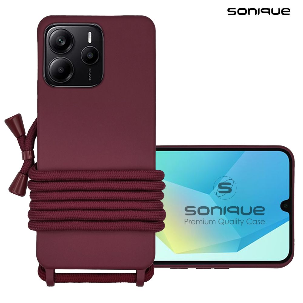 Θήκη Σιλικόνης με Κορδόνι CarryHang Sonique Xiaomi Redmi Note 14 5G Μπορντό