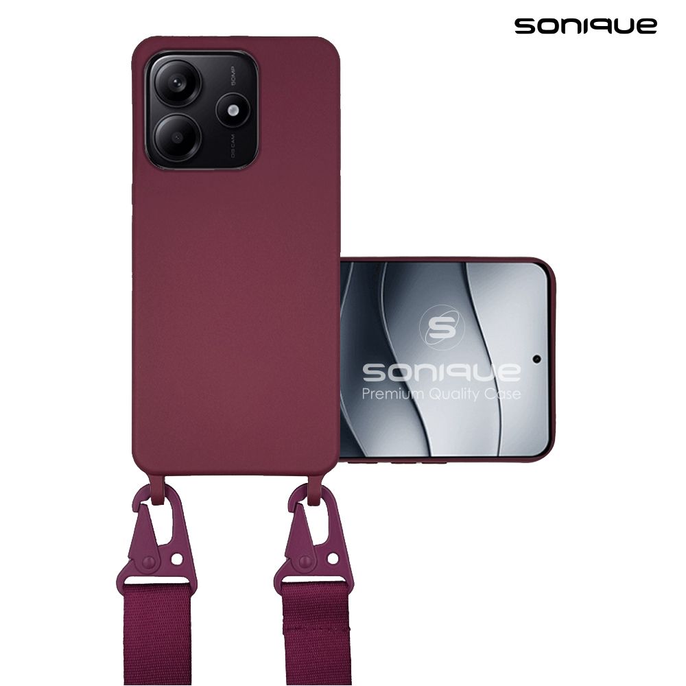 Θήκη Σιλικόνης με Strap CarryHang Sonique Xiaomi Redmi Note 14 5G Μπορντό