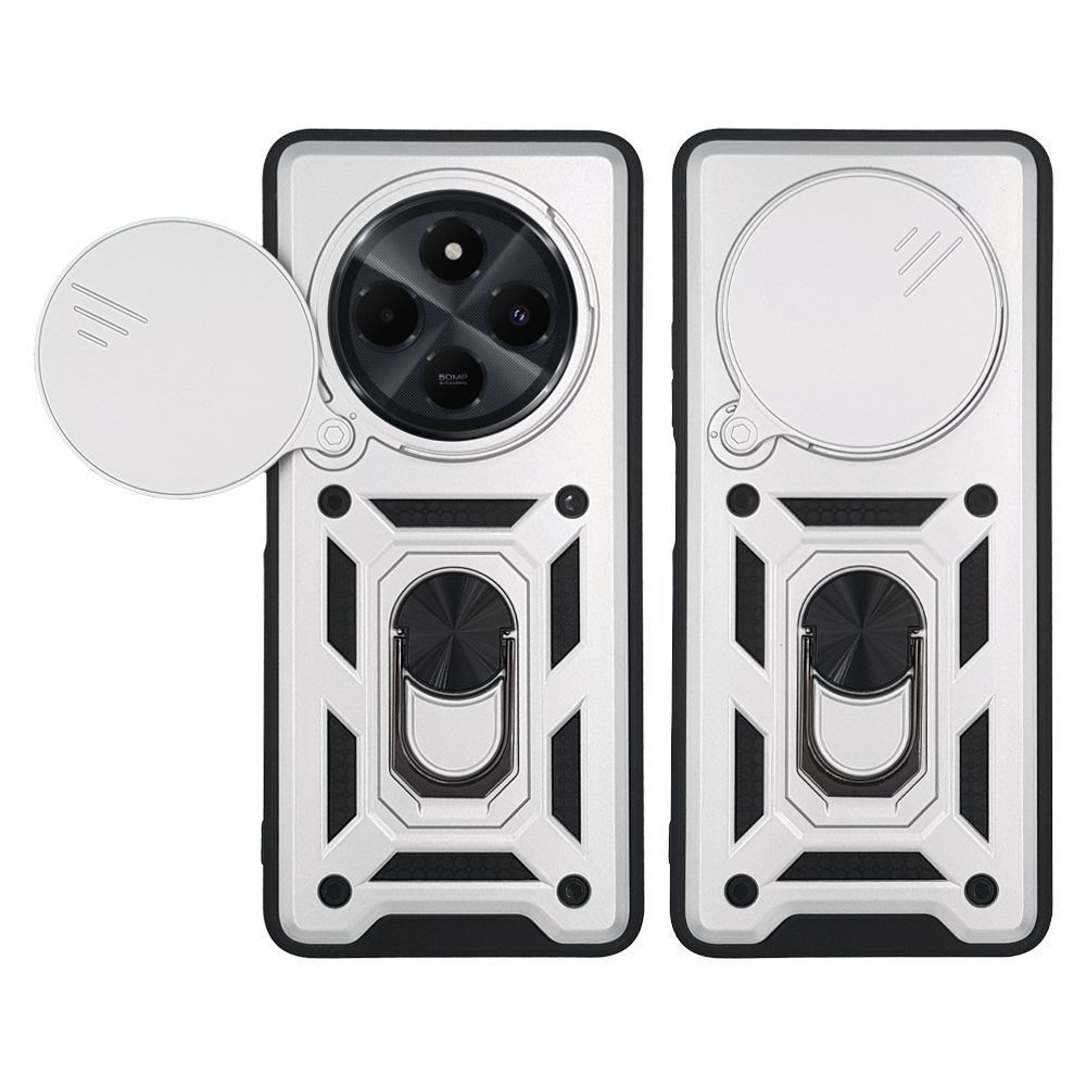 Θήκη Ring Armor CamPro Sonique για Xiaomi Redmi 14C 4G / Poco C75 4G / Redmi A4 5G Ασημί