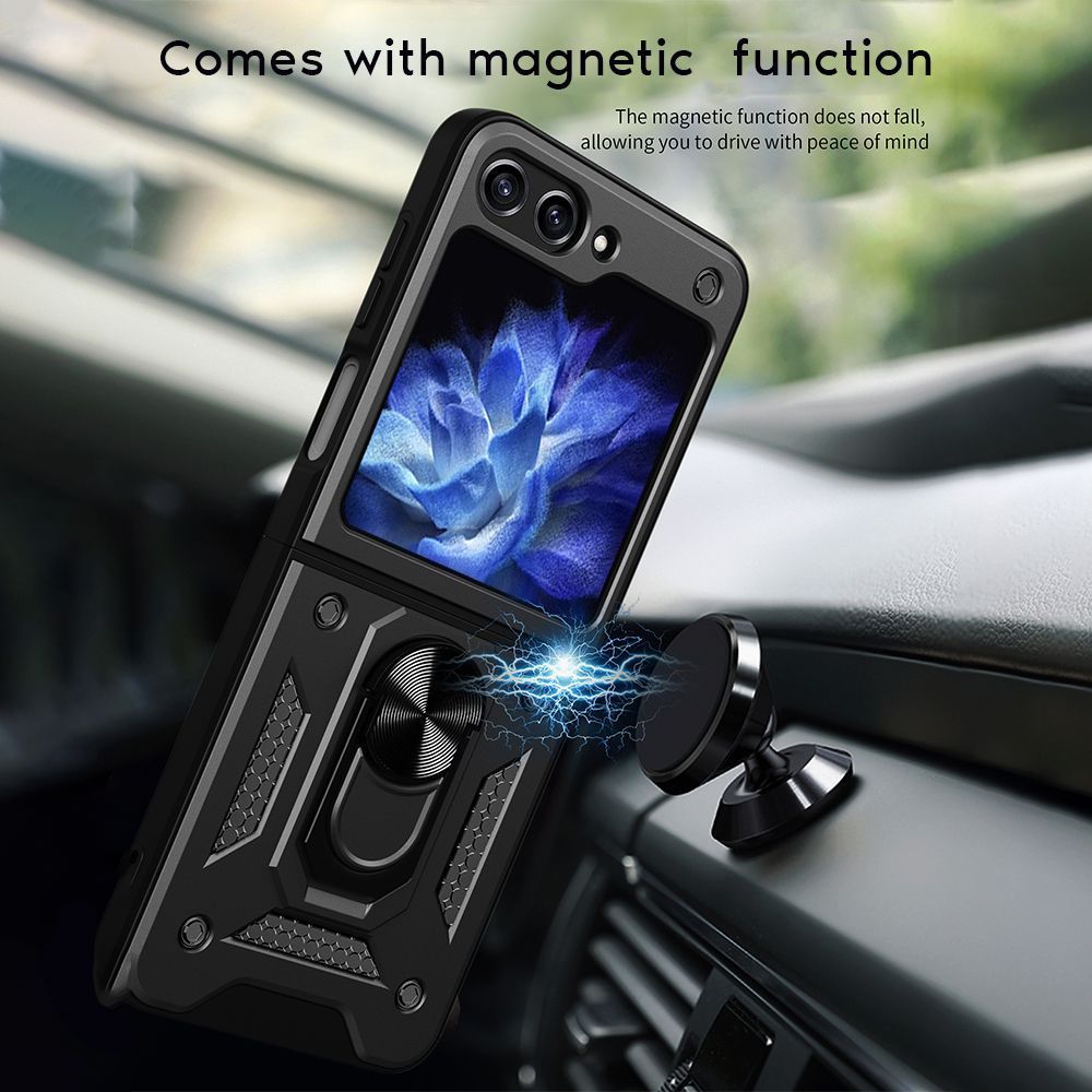 Θήκη Ring Armor CamPro Sonique για Samsung (Large Hole) Galaxy Z Flip 6 / Galaxy Z Flip 7 FE 5G Ασημί