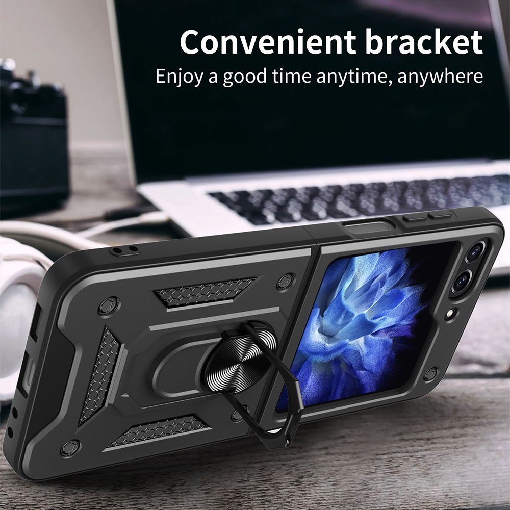Θήκη Ring Armor CamPro Sonique για Samsung (Large Hole) Galaxy Z Flip 6 / Galaxy Z Flip 7 FE 5G Μπλέ
