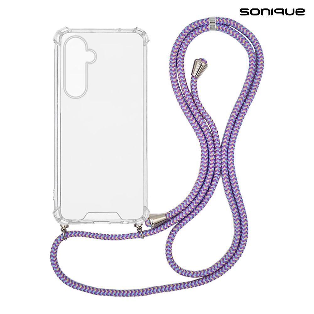Θήκη Σιλικόνης με Κορδόνι Sonique Armor Clear Samsung Galaxy M35 5G Rainbow Λιλά