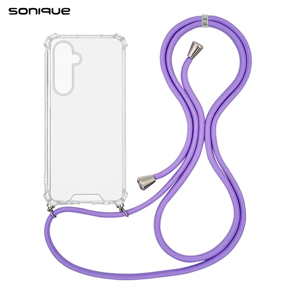Θήκη Σιλικόνης με Κορδόνι Sonique Armor Clear Samsung Galaxy S25 Λιλά