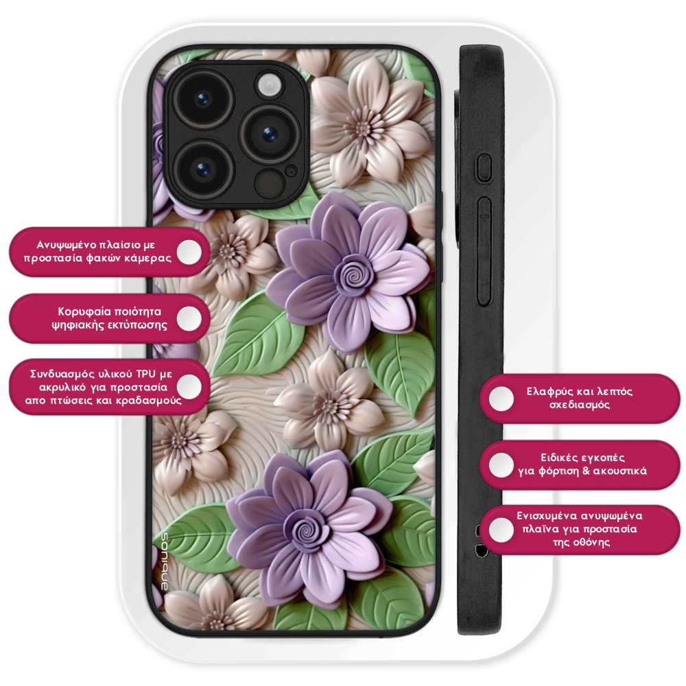 Θήκη Sonique 3D Flower Series για Motorola Moto E13 4G Βιολετί