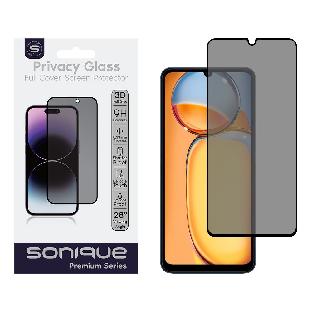 Privacy Glass Sonique Premium Series HD Full Cover 9H Xiaomi Redmi 13C 4G / Redmi 13C 5G / Poco C65 4G Μαύρο