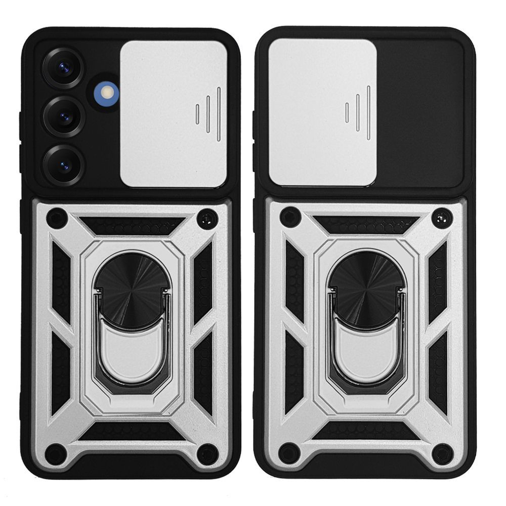 Θήκη Ring Armor CamPro Sonique για Samsung Galaxy S25 Ασημί