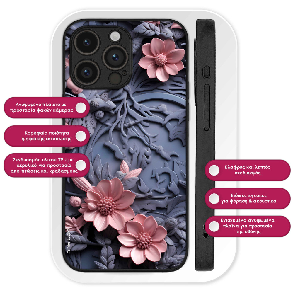 Θήκη Sonique 3D Flower Series για Motorola Moto G75 5G Ροζ 02