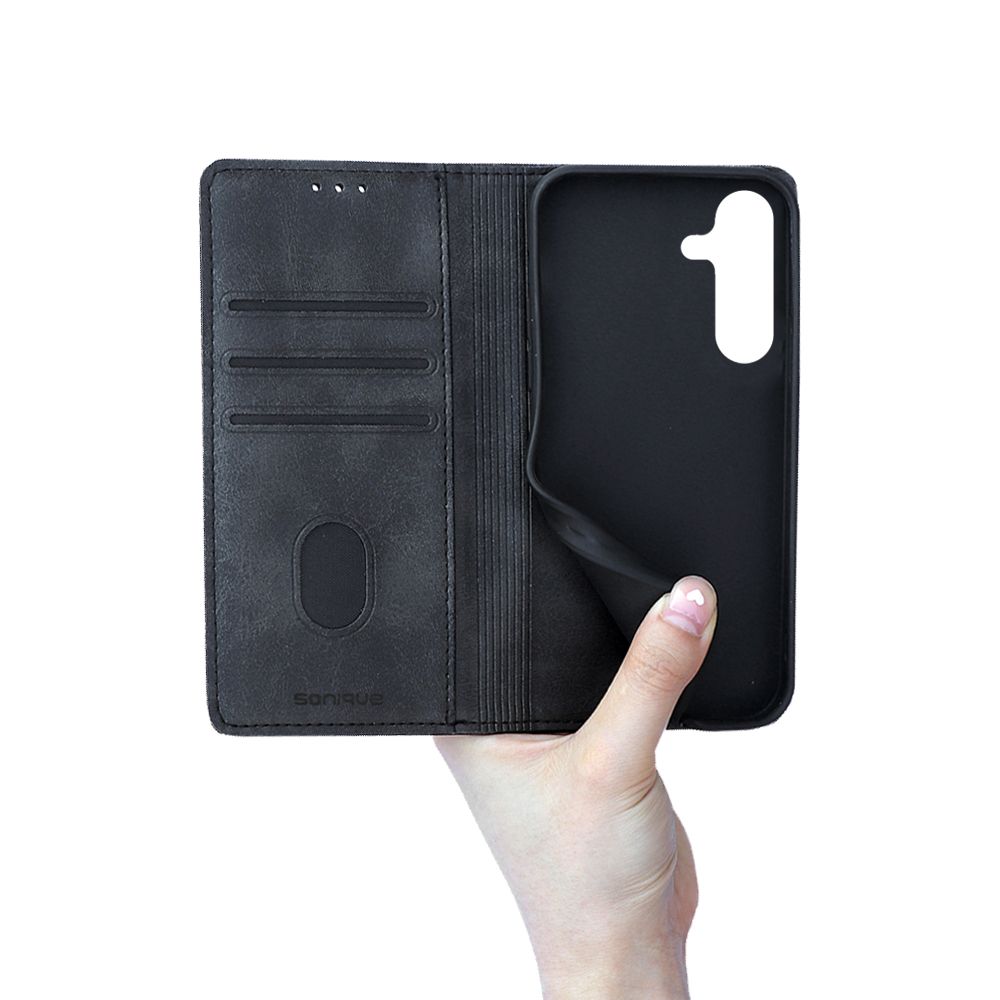 Θήκη Πορτοφόλι Vintage Magnet Wallet Sonique Samsung Galaxy S25 Μαύρο