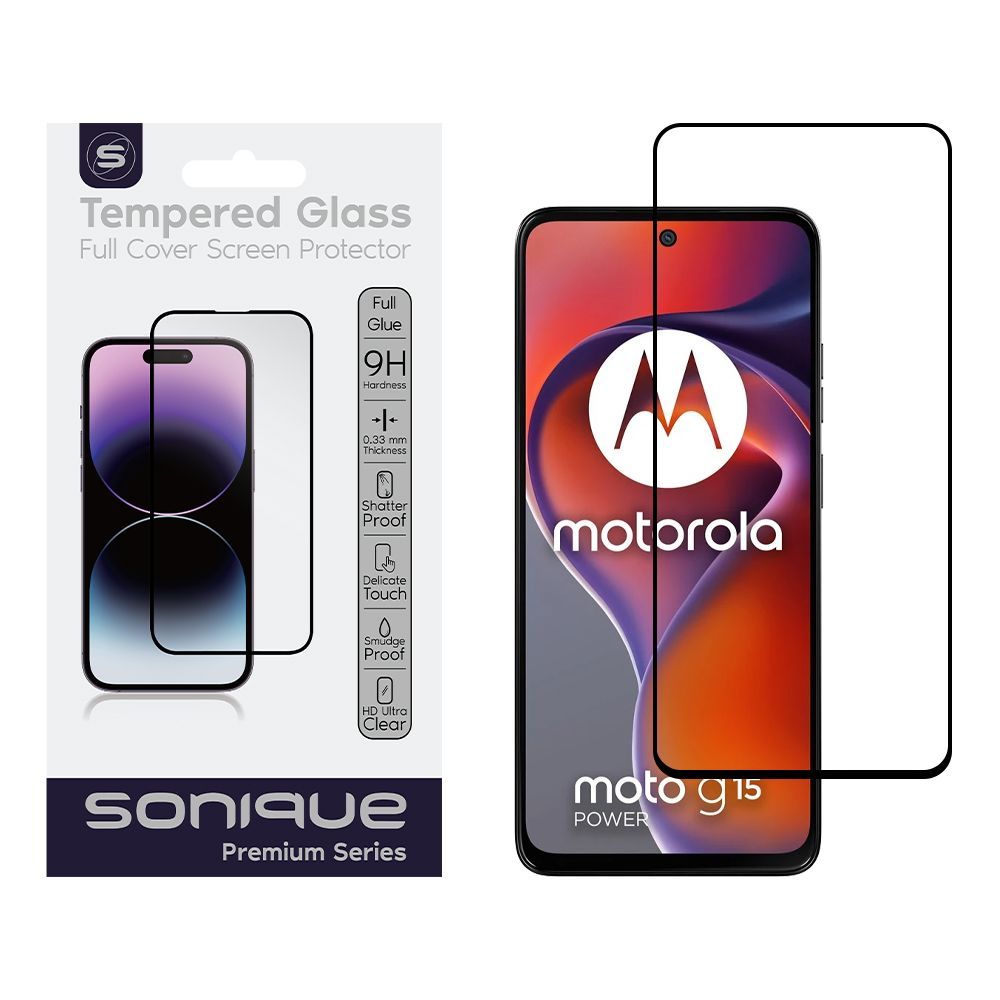 Hardy Glass Sonique Premium Series HD Full Cover 9H Motorola Moto G15 4G / Moto G15 Power 5G Μαύρο